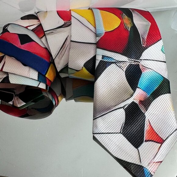 Modernist Abstract Tie Retro Designer Menswear Mens Necktie Mid Century Painting - Picture 9 of 9
